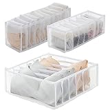 Organizador de ropa interior, organizador de cajones de ropa interior y almacenamiento de 3 sujetadores y calcetines Organizador de armario plegable para cajones sujetadores, calcetines