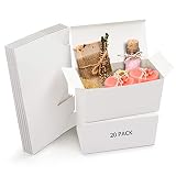 Belle Vous Cajas de Cartón Kraft Blancas (Pack de 20) – Medidas de las Cajas 23 x 11,5 x 11,5 cm - Caja Kraft Fácil Ensamblado Cuadrada Presentación - Cajas Blancas para Fiestas, Cumpleaños, Bodas