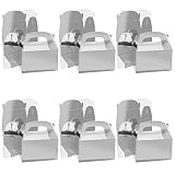 Belle Vous Cajitas de Carton para Regalos Plateadas (Pack de 24) 15,7 x 9 x 15 cm - Cajas para Chuches, Regalos de Fiesta, Bodas, Cumpleaños - Caja Kraft para Regalos, Golosinas y Más