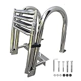 DFJU Escaleras para Barcos 4 escalones Plegables con Asas, Escaleras para Barcos para Personas Mayores, Escalera Plegable de Acero Inoxidable para Piscinas para Piscinas Pontones Muelles