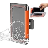 Soporte para Teléfono de Ducha Impermeable, Caja de Teléfono de Pared para Baño, Caja de Teléfono Impermeable y Antivaho, Pantalla Táctil, para Teléfonos Móviles de Menos de 6,8 Pulgadas(Negro)