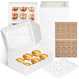 Bigqin Cupcake Boxes Caja de Almacenamiento de 6 Agujeros Cupcake Muffin con 24 Lindas Pegatinas, 10 Piezas