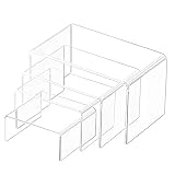 Milaloko Elevadores de exhibición de acrílico Transparente, Paquete de 4 estantes de exhibición para Figuras, bufés, Cupcakes y Soportes de exhibición de joyería
