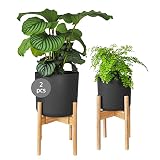 Gadgy Soporte Plantas Interior y Exterior | Juego de 2 Soportes de Macetas Expandible | Bambú Duradero | para macetas de Ø 20-30 cm. | Maceta y Planta no Incluidas