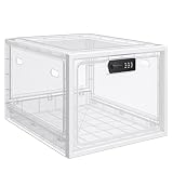 Caja con cerradura, caja de cierre grande para aperitivos, cárceles, alimentos y medicamentos, así como para guardar objetos en casa – Transparente
