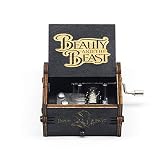 MINGZE Caja de música de Madera manivela, Pure Hand-Classical Music Box Hand-Wooden Music Box Creative Wooden Crafts Best Gifts, Variedad de Estilos (Beauty and The Beast（Black）)