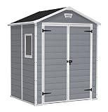 Keter - Caseta de jardín exterior Manor 6x5 DD, Color gris