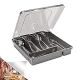 HIMAPETTR Bandeja Cubiertos de Cocina con Tapa, Almacenamiento Portátil con 5 Compartimentos, Cajón De Plástico Fuerte para Cubiertos, Cubiertos, Cuchillos En Cocina, Dormitorio