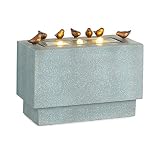 blumfeldt Waterbirds - Fuente de jardín Decorativa, Interiores/Exteriores, Resistente interperie, Protección IPX8, Bomba 7 W, Iluminación LED, Cable alimentación 5m, Círculo Cerrado, Cemento, Gris