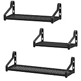 SONGMICS Estantes de Pared Metálicos, Juego de 3 Estantes Flotantes, Estilo Industrial, para Decoración, Marcos de Fotos, Adornos, Negro LFS031B01