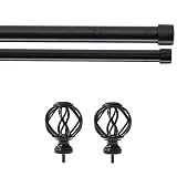 Amazon Basics Barra de la cortina, doble 36 72', Negro + Remate de celosía, Negro