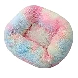 Nido para Mascotas Cuadrado De Peluche,Cama para Perros Y Gatos,Super Suave Perro Cama Peluche Mat,Mascota Profunda Dormir,Antideslizante Inferiores,Rosado3,S
