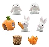 Lindo Conejo Zanahorias Casa Plantas Hortícolas Accesorios de Resina para Decoración de Paisaje Dibujos 10p adecuado para decoración de jardín de infantes