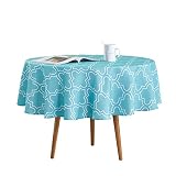Qucover Mantel Redondo 180cm Antimanchas Impermeable, Manteles Verde Azul para Comedor Cocina Casa Hotel Restaurante
