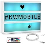 kwmobile Caja de luz cinematográfica LED A4 - Light Box con cambio de color y mando a distancia - Caja luminosa con 126 letras negras y cable USB