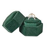 GORGECRAFT Caja de Anillo de Terciopelo, con Dos Ranuras, para Bodas, Compromiso, Reliquias, Soporte para Exhibición de Propuestas Vintage con Tapa Desmontable (Verde)