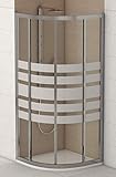 Mampara de Ducha Semicircular Modelo PIAMONTE con dos Hojas Fijas y dos Correderas con Cristal Decorado de Seguridad (4 mm) y Perfil Aluminio Cromado efecto Plata Brillo (75x75cm)