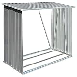 GOTOTOP Cobertizo de Almacenamiento de Leña, Caseta de Acero galvanizado para Leña, Leñero Grande para jardín Exterior, 163 x 83 x 154 cm, Gris
