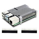 Geekworm Carcasa para disipador térmico Raspberry Pi 4 Modelo B con Doble Ventilador, Caja de aleación de Aluminio Raspberry Pi 4B (Sin Ventilador-de Plata)