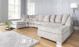 Sofá de esquina en forma de U de lujo | Chenille Silver Fox | VENTA - RRP £1200!!