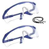Gafas de trabajo y seguridad antipolvo, antisalpicaduras y antivaho | Gafas de proteccion para el trabajo, ya sea en el ámbito sanitario, industrial y agrícola. | Pack de 2 gafas y 1 cuerda.