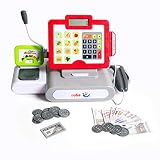 Caja registradora para niños roba, Caja registradora de juguete con sonido, luz x scanner, con funciones de calculo, microfono, altavoz y dinero de juguete.