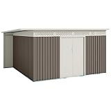Hoggar by Okoru Caseta metálica Gris/Beige para Almacenamiento 13,22 m2 397x333x191cm. Cobertizo Jardin