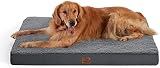 Bedsure Cama Perro Extra Grande Ortopédica - Colchón Perro Lavable XL, Desenfundable con Espuma De Caja De Huevos, 112x81x7.6 cm, Gris