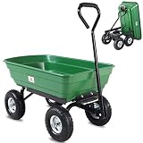 Deuba Carretilla de Jardín Carrito de Mano basculante Carga 300Kg para Transporte Jardinería Verde