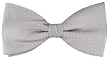 TigerTie - Pajarita de seda gris plata plata lunares modelada - Pajarita Seda pura 100% + caja