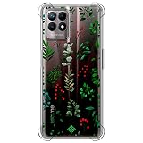 Movilshop Funda Antigolpes [ Realme 8i ] Dibujo Botánico [ Hojas Ramas Verdes - Follaje Botánico ] Esquina Reforzada Silicona 1.5mm de Grosor Flexible Transparente Bumper Gel TPU
