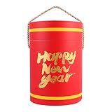Gadpiparty Año Nuevo Chino Caja de Dulces Cilindro Caja de Regalo 2021 Año del Buey Tratar Cajas de Dulces para La Víspera de Año Nuevo Suministros de Fiesta