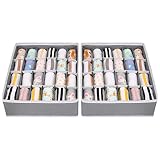 joyoldelf 2 Paquetes Textil organizadores cajón divisores, 24 Celdas Plegable Ropa Interior Cajas de Almacenamiento para almacenar Calcetines, Bufandas, Sujetador
