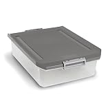 Tatay Caja Almacenaje Multiusos con Tapa, Bajo Cama, 32 L de Capacidad, Con Asas , de Polipropileno, Libre de BPA, Gris, Medidas 40 x 57 x 18 cm