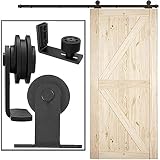 TSMST 5.5FT/173CM Herraje para Puerta Corredera Kit de Accesorios para Puertas Correderas con Guía de Suelo Ajustable - T Estilo