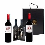 Caja Regalo Vino - Pack de 2 Botellas de Reseva + Kit Accesorios con Abrecorchos Aireador y Anillo Antigoteo con estuche - Regalo Original – D.Origen Olite Navarra – Ideal para regalar