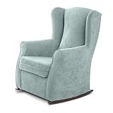 Sillon orejero balancin mecedora. IRENE (Sillon lactancia)Sillón tapizado antimanchas acualine color V. Agua. Mecedora para dormitorio, salon o habitacion de bebe | Butaca relax lactancia