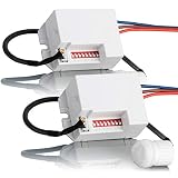 SEBSON 2x Mini Detector de movimiento empotrable, interior, montaje en pared, programable, sensor de infrarrojos, alcance 6m/360°, LED adecuado