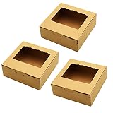 Tomedeks Caja De Pastel De Papel Natural De 12 Piezas, Utilizada Para Cupcakes Y Macarons, Puede Contener 4 Cupcakes, 13.5 * 13.5 * 5cm