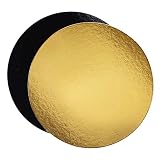 Juego de 10 soportes para pasteles en cajas de colores, con Tallas de su elección (Dorado/Negro, 26 cm)