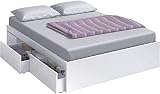 Mobelcenter – Cama con 4 cajones Kendra para colchones de 150x190 cm - Cama de Matrimonio Acabado Color Blanco Artik – Medidas: Ancho: 156 cm x Fondo: 196 cm x Alto: 37 cm (Blanco Artik) - (0889)