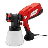 GREENCUT PIN660C – Pistola de pintura de 600W eléctrica enchufable, sistema de pulverización HVLP, con velocidad de 1200ml/min, 4 boquillas y capacidad hasta 1000ml
