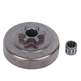 Tambor de embrague de motosierra y rodamiento de agujas, piñón de cadena de tambor de 3/8 pulgadas 6T cubierta de embrague apta para Partner 350351352370370371390420