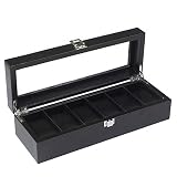 St.Oswalds Caja Porta Reloj Hombre Estuche Guardar Reloj Organizadora Expositora para 6 Relojero Almacenamiento Negro