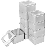 Kurtzy Cajas Metalicas Plateadas con Tapa (Pack de 10) 9 x 9 x 5,7 cm – Set Caja Metalica Pequeñas y Portátil Sin Bisagra - Caja Pequeña Contenedor Cuadrada Vacía - Kit Sobrevivencia y Manualidades