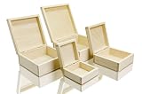 Gran juego de 4 cajas de almacenamiento lisas naturales Colección de joyas de decoupage