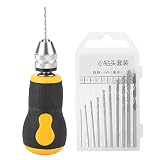 Micro Mini Herramienta de Taladro de Mano, Juego de Herramientas Portátil Pequeño Taladro de Mano Y 10 Brocas Torcidas de 0,8 A 3 Mm de Precisión para Carpintería, Taladro Manual para Modelo