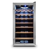 Klarstein Vinamour - Nevera para vinos, Vinoteca para bebidas, Refrigerador vinos, 2 Zonas, Iluminación LED, Módulo independiente, Silencioso, Acero inox, 26 Botellas, 88L, Plateado