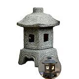LJIANW Farol para vela, Candelero Material De Piedra Estilo Japones Jardín Antiguo Cerámica Adornos for Al Aire Libre Patio Pilar Kiosko, USB (sin Bombilla) (Color : Gray)