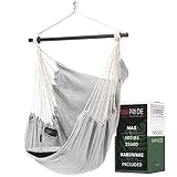 Unipride Silla Hamaca Colgante – Silla Colgante Tipo Hamaca para Interior y Exterior, Patios y Porches – Sillón Colgante para Dormitorio – Incluye Piezas para Colgar y Cojines Grandes